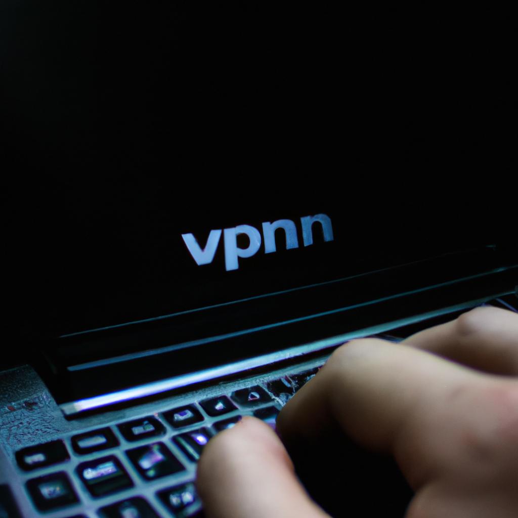 Person using laptop with VPN